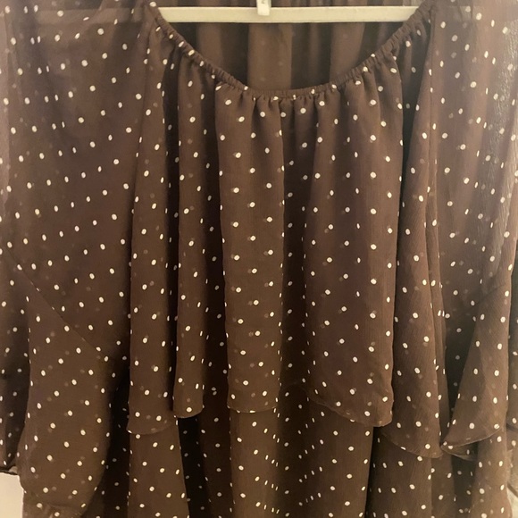 Cato Plus Size Brown Polka Dot Top - Picture 5 of 6